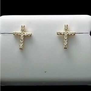 🆕 Luxury Moissanite Cross Earrings .75ct wt gold over sterling silver